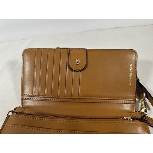 Michael Kors Studded Leather Phone Crossbody Bag - Acorn Adjustable Strap Small - Picture 9 of 14